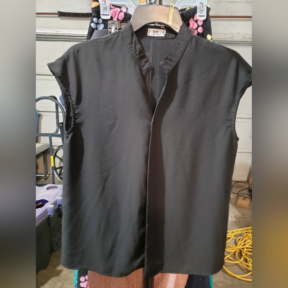 Black Sleeveless Office Blouse XS-M